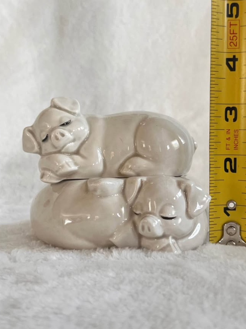 Vintage 1977 Fitz & Floyd Pigs in a Poke Sugar Pot Trinket Box w/ Lid